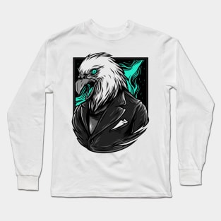 Sparrow Hawk Eagle Grey Blue Long Sleeve T-Shirt